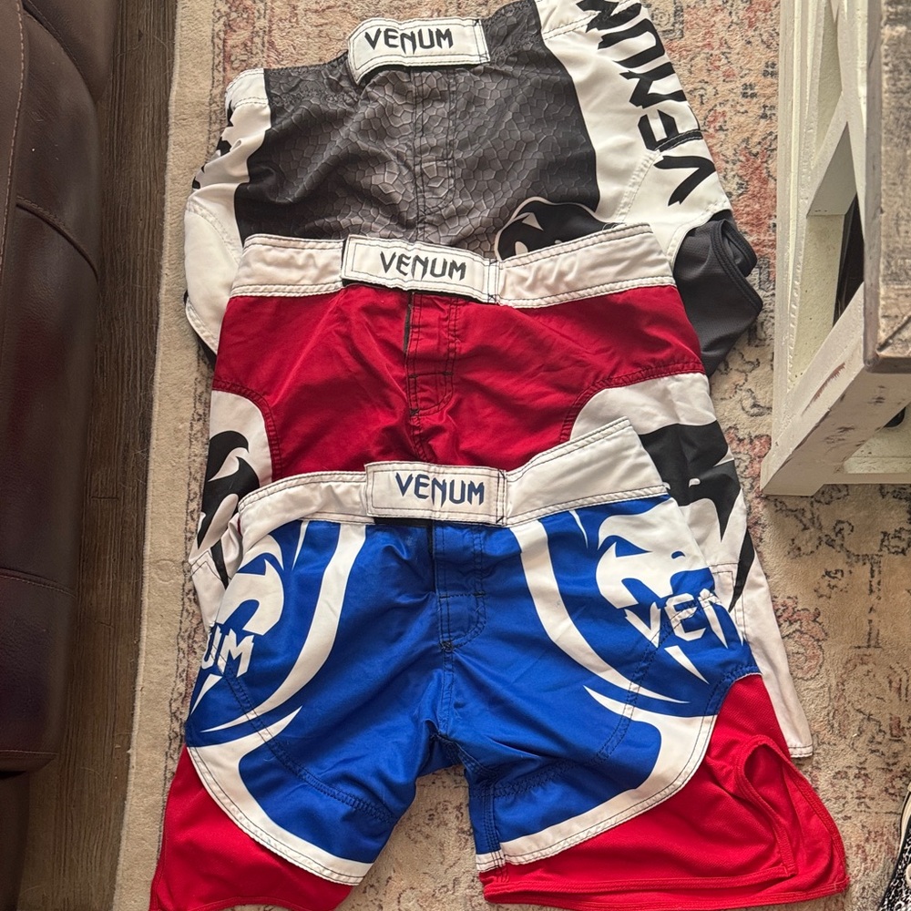 Venum Men's Fight Shorts - Black, Red, Blue